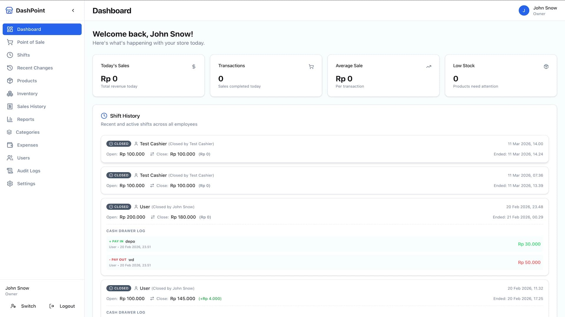 DashPoint POS Web App