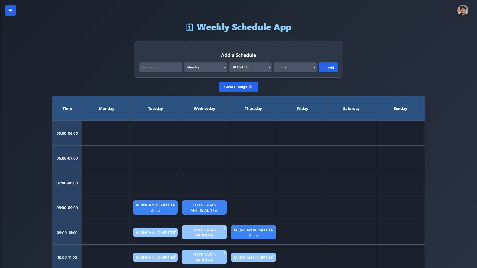 Weekly Schedule Web App